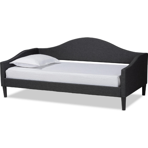 Milligan Twin Daybed in Charcoal Grey Fabric & Dark Brown Wood