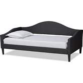 Milligan Twin Daybed in Charcoal Grey Fabric & Dark Brown Wood