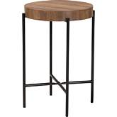 Savion End Table in Walnut Brown Finish Wood & Black Metal