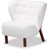 Cabrera Accent Chair in Tufted White Boucle Fabric & Walnut Finish Wood