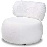 Tayla Accent Chair in White Sherpa & Boucle Fabric & Black Metal