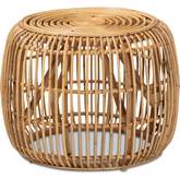 Maverick Round End table in Natural Brown Rattan