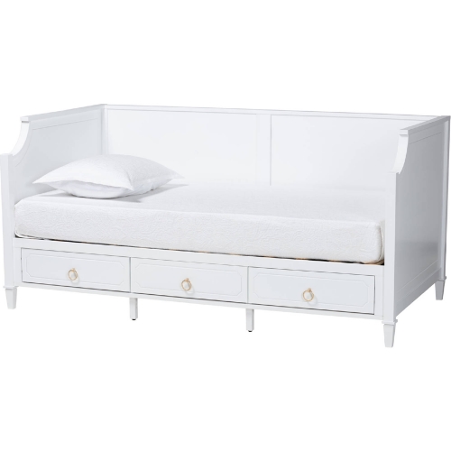 Lowri Twin 3 Drawer Daybed in White Wood