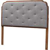 Shanti King Headboard in Tufted Grey Fabric & Walnut Brown Finish Wood