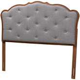 Leandra Queen Headboard in Tufted Grey Fabric & Walnut Brown Finish Wood