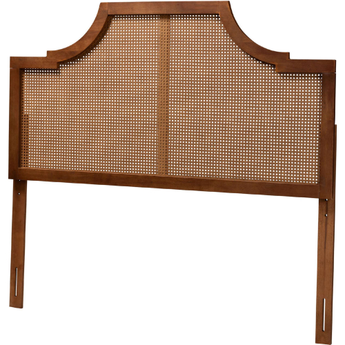 Risha Queen Headboard in Ash Walnut Finish Wood & PE Rattan