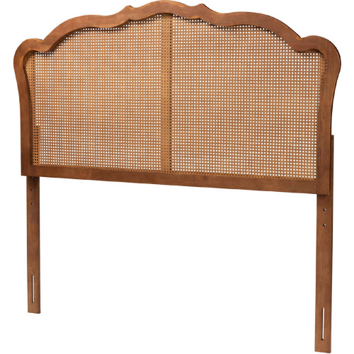 Leandra King Headboard with Rattan in Ash Walnut Finish Wood