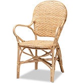 Genna Dining Chair in Natural Brown Finish Rattan