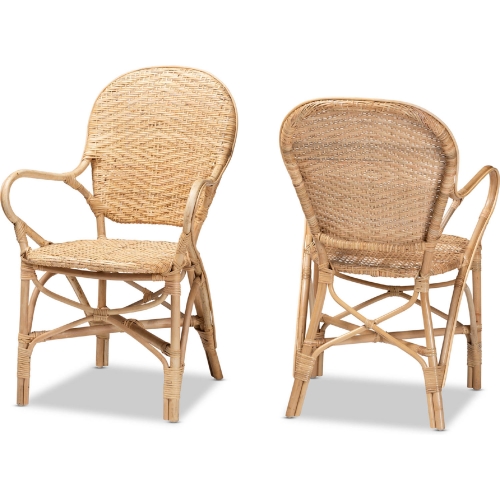 Genna Dining Chair in Natural Brown Finish Rattan