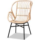 Caelia Dining Chair in Natural Brown Rattan & Black Metal
