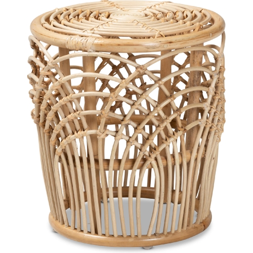 Edena End Table in Natural Brown Finish Rattan