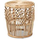 Edena End Table in Natural Brown Finish Rattan