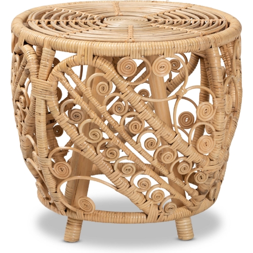 Saranna End Table in Natural Brown Finish Rattan