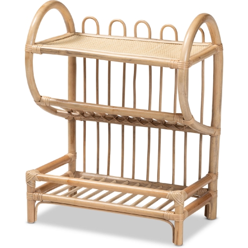 Liora 3 Tier Display Shelf in Natural Brown Finish Rattan