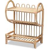 Liora 3 Tier Display Shelf in Natural Brown Finish Rattan