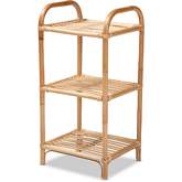 Barras 3 Tier Display Shelving Unit Bookcase in Natural Brown Finish Rattan