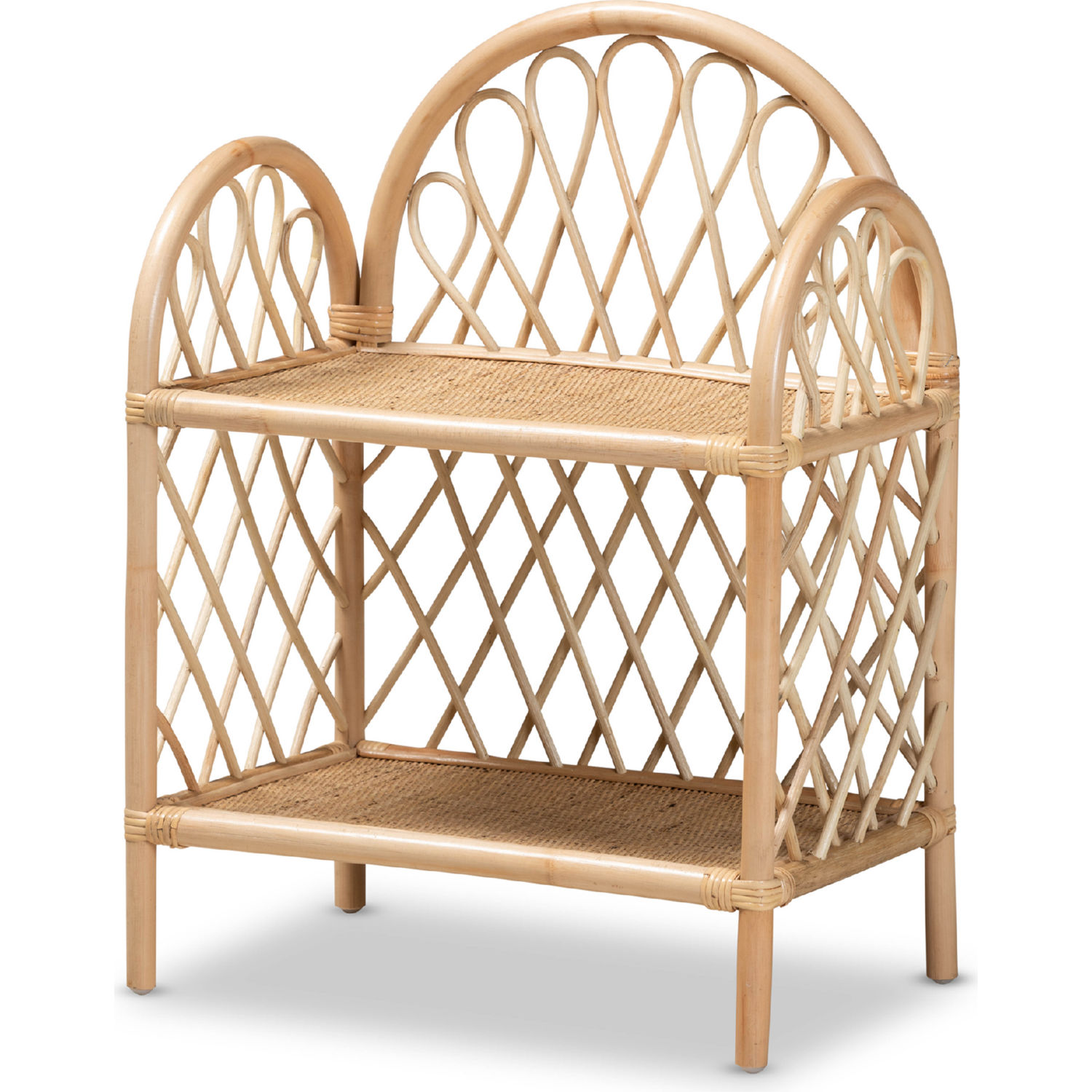 Baxton RBS016-Rattan-Shelf Hammond 2 Tier Display Shelf in Natural ...