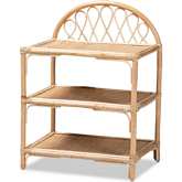 Redell 3 Tier Display Shelf in Natural Brown Rattan