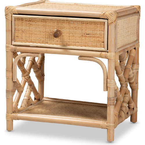 Camara 1 Drawer Nightstand in Natural Brown Rattan