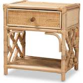 Camara 1 Drawer Nightstand in Natural Brown Rattan