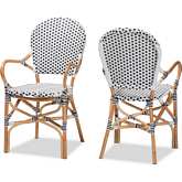 Naila Dining Chair in Natural Brown Rattan & Black & White Poly (Set of 2)