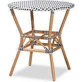 Tavor 27" Dining Table in Natural Brown Rattan & Black & White Poly