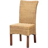 Shamara Dining Chair in Natural Rattan & Mahogany Wood