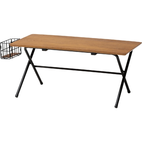 Mariela Low Profile Coffee Table with Basket in Natural Wood & Black