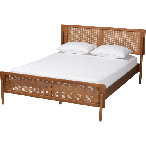 Gardwin Queen Platform Bed in Ash Walnut Finish Wood