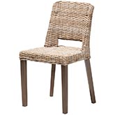 Magy Dining Chair in Grey Rattan & Natural Brown Wood