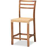 Arthur Counter Stool in Walnut Finished Wood & Natural Rattan