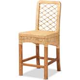 Moscow Counter Stool in Natural Rattan & Walnut Brown Finish Wood