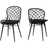 Sabelle Dining Chair in Black Finish Rattan & Metal (Set of 2)