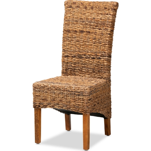 Trianna Dining Chair in Natural Seagrass & Brown Wood