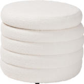 Tabitha Storage Ottoman in Ivory Boucle Fabric