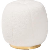 Raelynn Round Ottoman in Ivory Boucle & Gold Metal