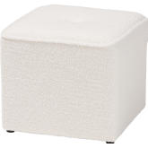 Isaiah Ottoman in Tufted Ivory Boucle Fabric & Black