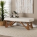 Rika Bench in Cream Boucle Fabric & Walnut Brown Finish Wood