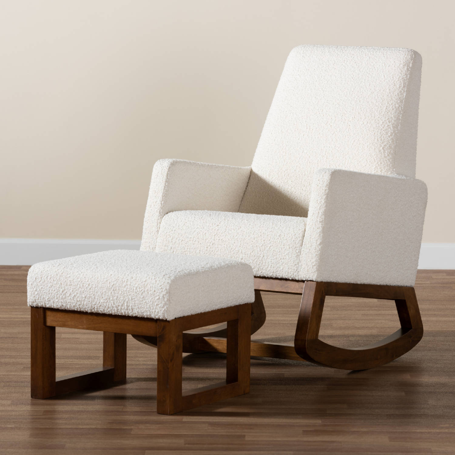 Baxton Studio Yashiya Rocking Chair and Ottoman - Thumbnail 5