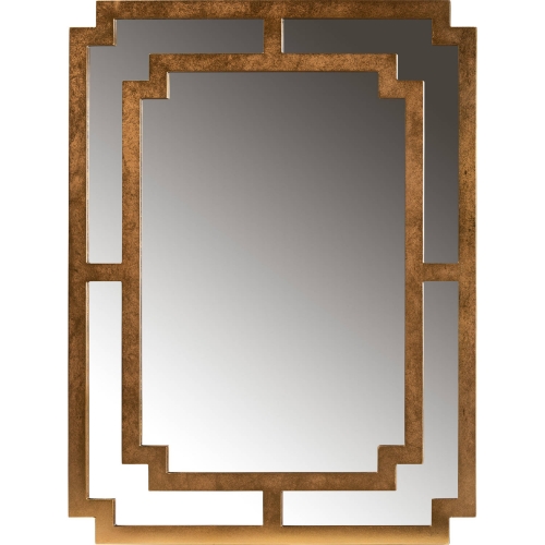 Dayana Wall Mirror in Antique Gold Finish Wood