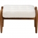 Jeanine Ottoman in Cream Boucle Fabric & Walnut Brown Finish Wood