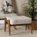 Jeanine Ottoman in Cream Boucle Fabric & Walnut Brown Finish Wood