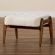 Jeanine Ottoman in Cream Boucle Fabric & Walnut Brown Finish Wood