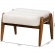 Jeanine Ottoman in Cream Boucle Fabric & Walnut Brown Finish Wood
