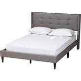 Casol Full Platform Bed in Tufted Grey Fabric