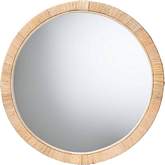 Bella Round Mirror in Natural Brown Mahogany & Rattan