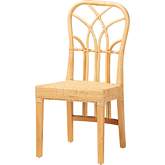 Monaco Dining Chair in Oak Brown Finish Mahogany & Natural Rattan