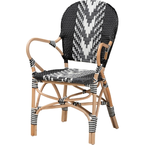 Wallis French Dining Chair in Black & White Weave & Rattan