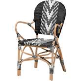 Wallis French Dining Chair in Black & White Weave & Rattan