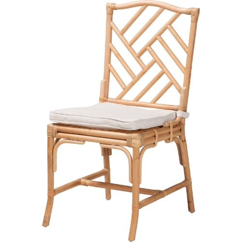 Rio Dining Chair in Natural Rattan & White Fabric